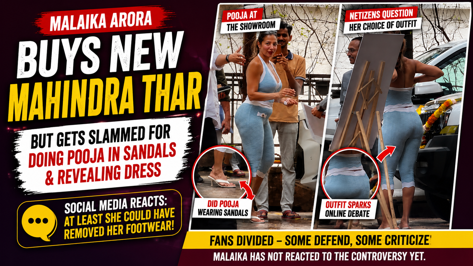 Malaika Arora Buys New Mahindra Thar, Gets Trolled Over Pooja Video; Sandals and Outfit Spark Online Debate