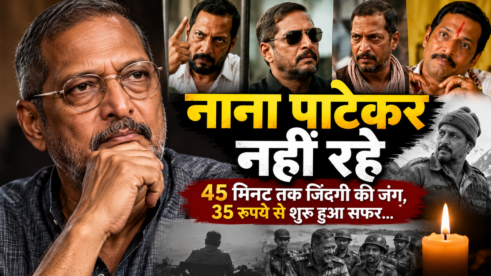 नाना पाटेकर नहीं रहे: 45 मिनट तक जिंदगी की जंग, 35 रुपए से शुरू हुआ सफर… कभी जवानों के बीच पहुंचे, कभी ‘उदय शेट्टी’ बनकर हंसाया