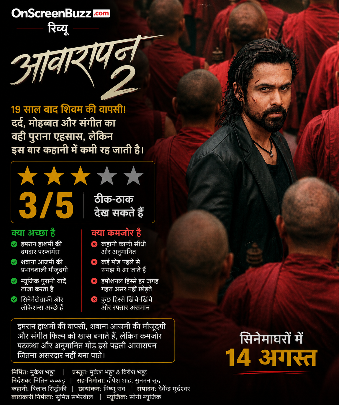 आवारापन पार्ट टू रिव्यू: 19 साल बाद फिर लौटे इमरान हाशमी, दर्द, मोहब्बत और संगीत का वही पुराना एहसास