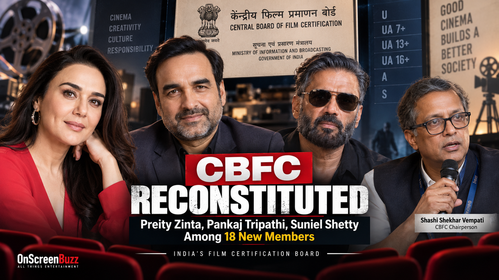 Government Reconstitutes CBFC: Preity Zinta, Pankaj Tripathi, Suniel Shetty Among 18 New Members