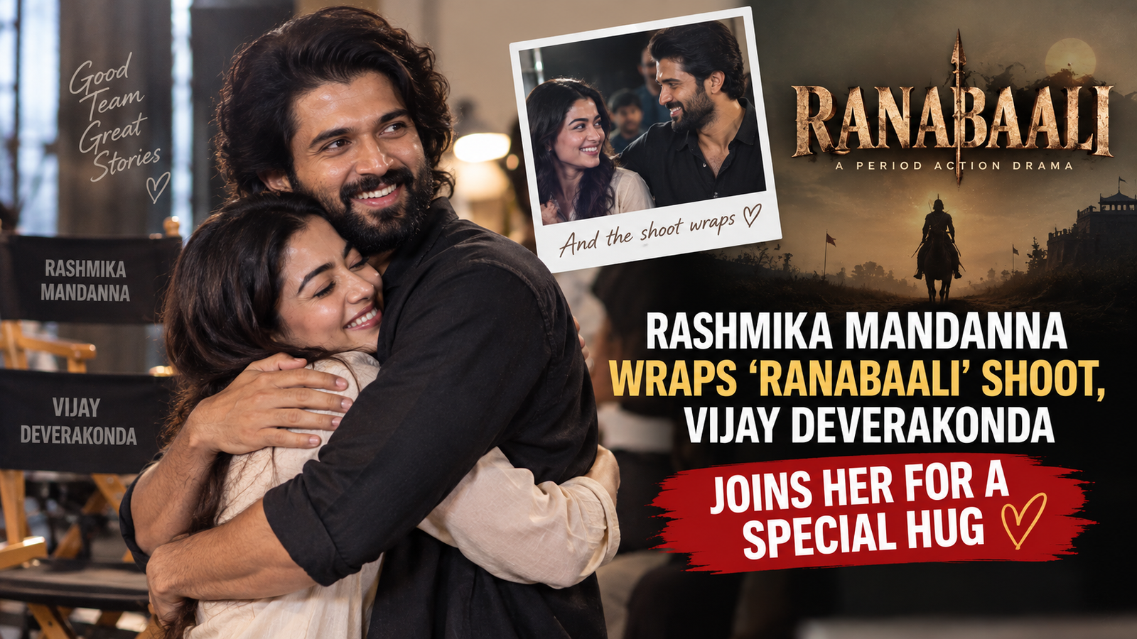 Rashmika Mandanna Wraps ‘Ranabaali’ Shoot, Vijay Deverakonda Gives Her a Special Hug on Set